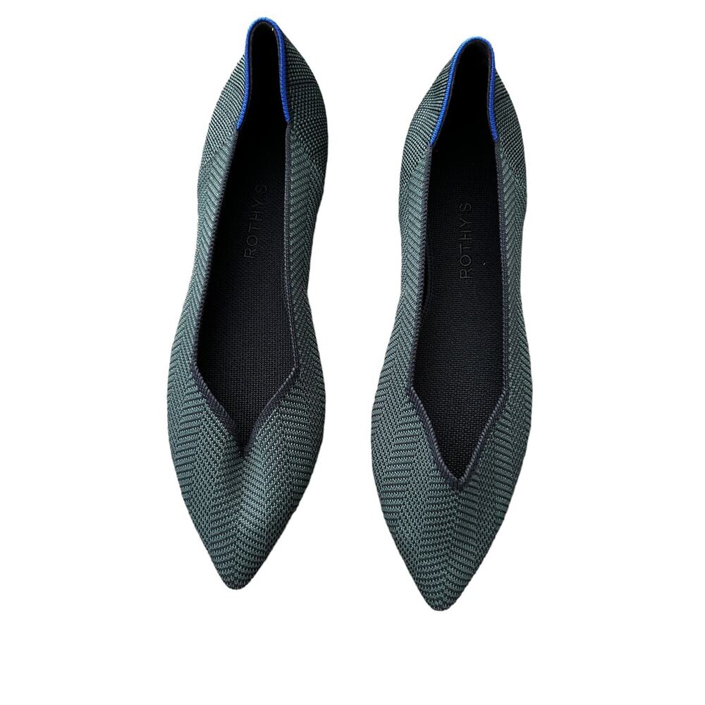 Rothy's The Point Green Cedar Herringbone sz 13 Slip-on Ballet Flats - Picture 3 of 12